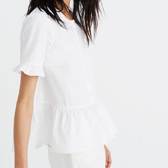 MADEWELL Studio Ruffle Hem Top in White - Picture 6 of 8